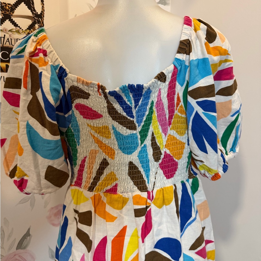 Tabitha Brown Vibrant Multicolor Leaf Print Mini Dress - Picture 6 of 7